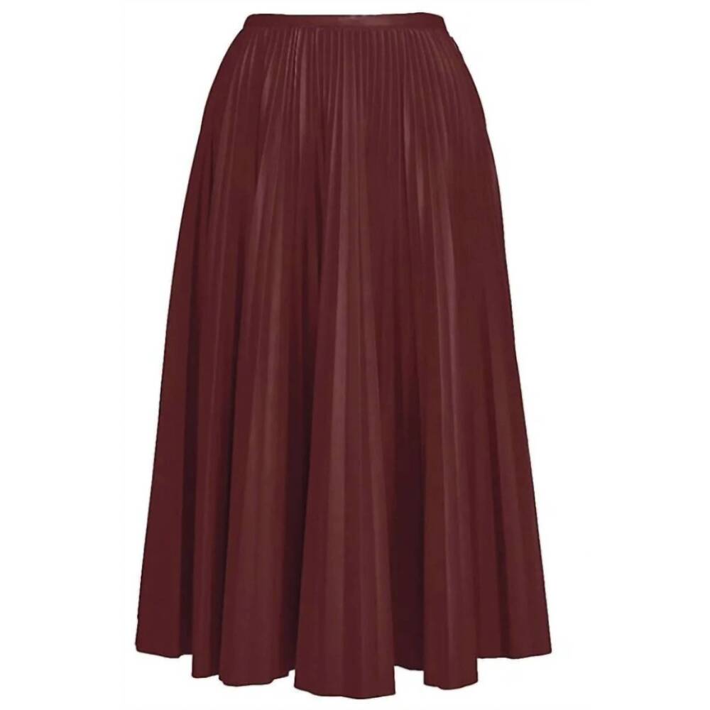 NEW ESSENTIEL ANTWERP women's faux leather plisse skirt in oxtail